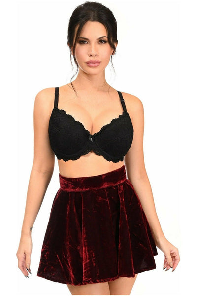 Dark Red Crushed Velvet Skirt - Daisy Corsets