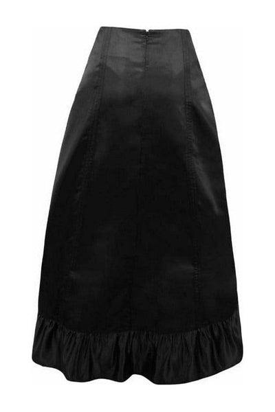 Black Satin Hi Low Ruched Ruffle Skirt - Daisy Corsets