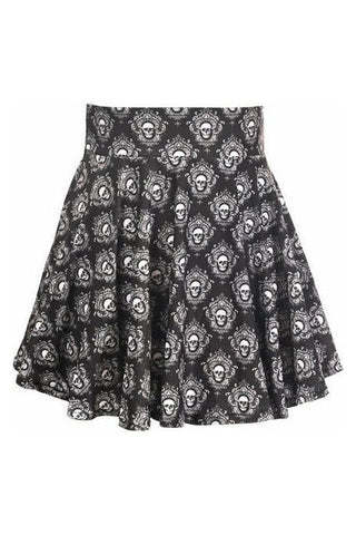 Black & White Skulls Stretch Lycra Skirt
