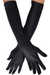 Black Satin Gloves - Long
