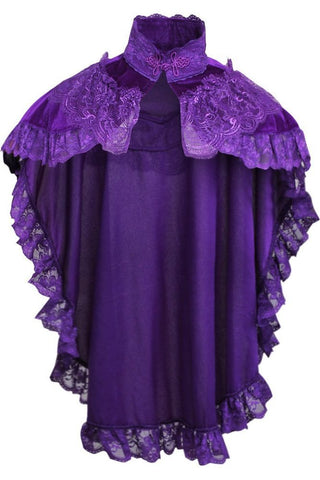Dark Purple Velvet & Lace Capelet