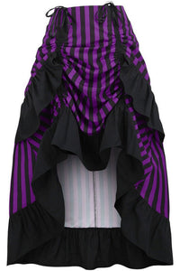 Black/Purple Stripe Adjustable High Low Skirt
