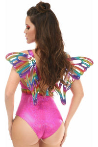 Rainbow Glitter PVC Large Butterfly Wing Body Harness - Daisy Corsets