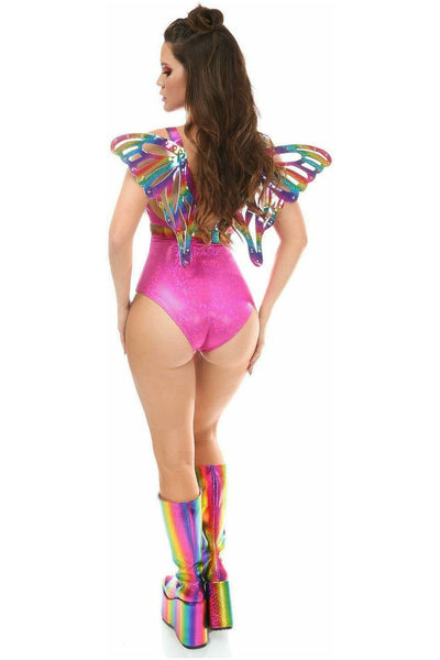 Rainbow Glitter PVC Large Butterfly Wing Body Harness - Daisy Corsets