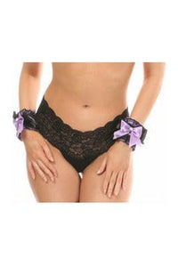 Kitten Collection Lavender/Black Lace Wrist Cuffs (set of 2)