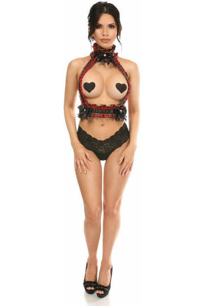 Kitten Collection Red Plaid Double Strap Body Harness - Daisy Corsets