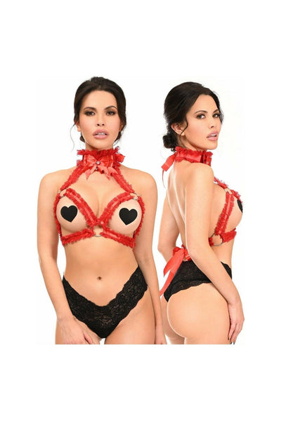 Kitten Collection Red/Red Triangle Top Body Harness - Daisy Corsets