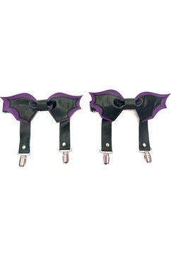 Black/Purple Bat Leg Garters