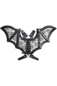Black/Black Faux Leather & Lace Wing Harness