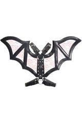 Black/Pink Faux Leather & Lace Wing Harness