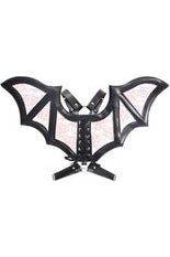 Black/Pink Faux Leather & Lace Wing Harness