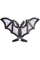 Black/Purple Faux Leather & Lace Wing Harness