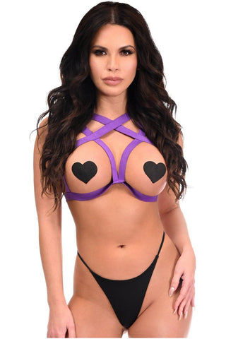 BOXED Purple Stretchy Body Harness Top