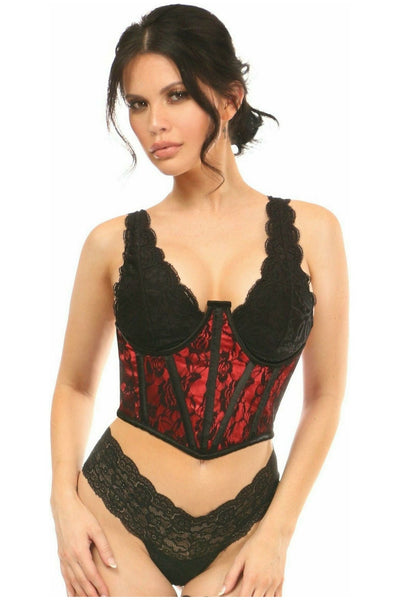 Lavish Red w/Black Lace Overlay Open Cup Waist Cincher - Daisy Corsets