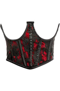 Lavish Red w/Black Lace Overlay Open Cup Waist Cincher
