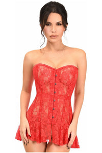 Lavish Red Sheer Lace Corset Dress - Daisy Corsets