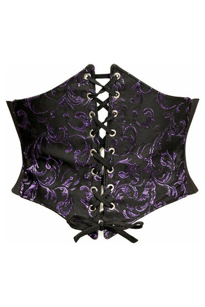 Lavish Black/Purple Brocade Corset Belt Cincher - Daisy Corsets