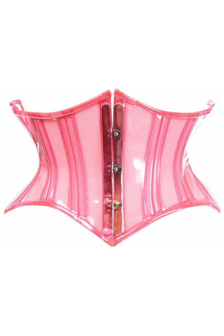 Lavish Clear Pink Curvy Cut Mini Cincher Corset - Daisy Corsets