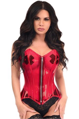 Lavish Clear Red Overbust Corset