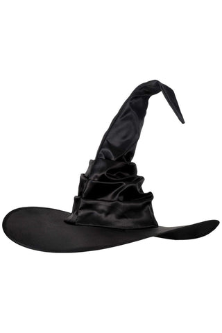 Black Satin Ruched Witch Hat