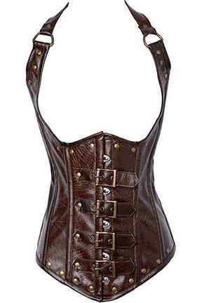 Top Drawer Steel Boned Distressed Faux Leather Underbust Corset Top