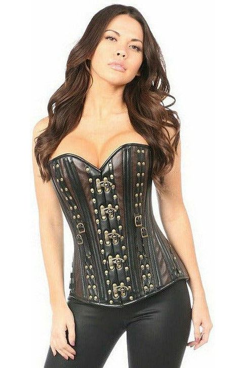 Top Drawer Faux Leather Steel Boned Corset w/Rivets - Daisy Corsets