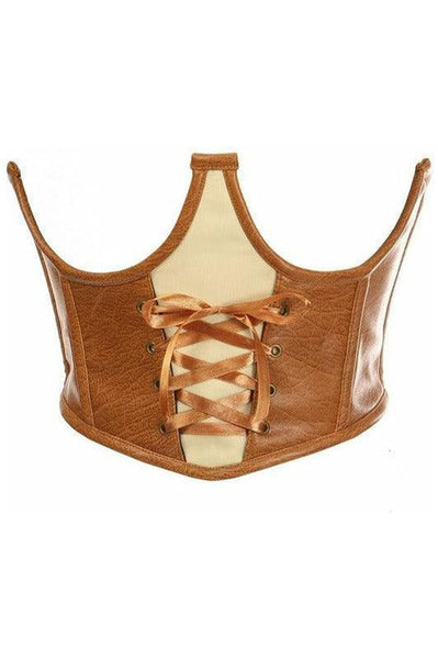 Top Drawer Faux Leather Steel Boned Lace-Up Open Cup Waist Cincher - Daisy Corsets