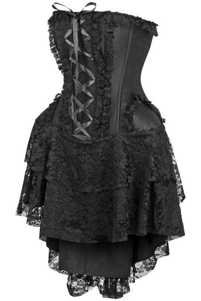 Top Drawer Steel Boned Strapless Black Lace Victorian Corset Dress