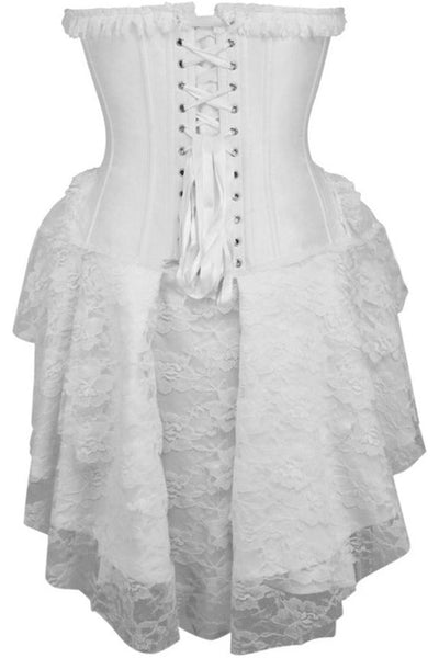 Top Drawer Steel Boned Strapless White Lace Victorian Corset Dress