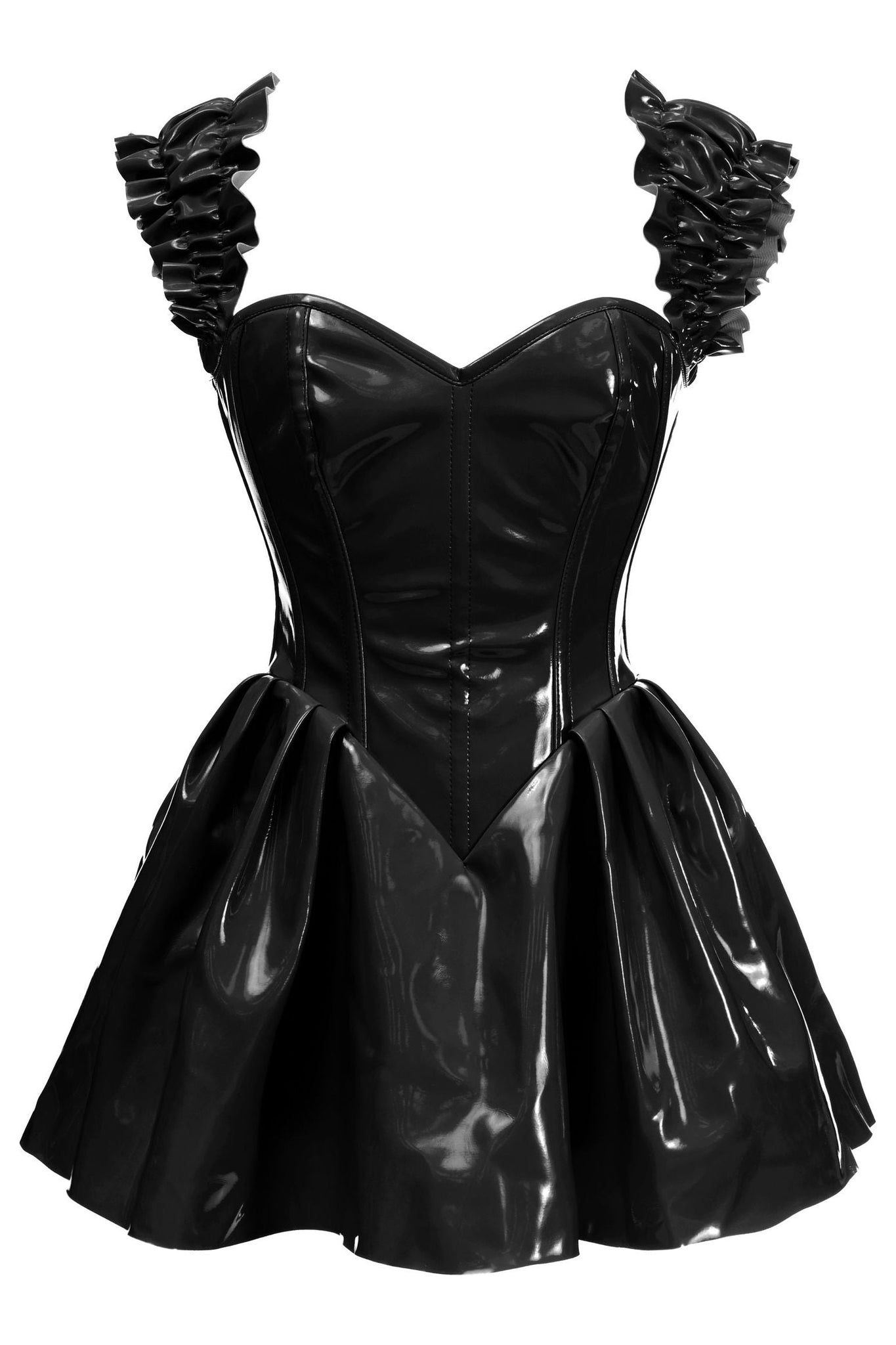 Daisy Corsets Top Drawer Steel Boned Black Patent PVC Vinyl Corset Dress