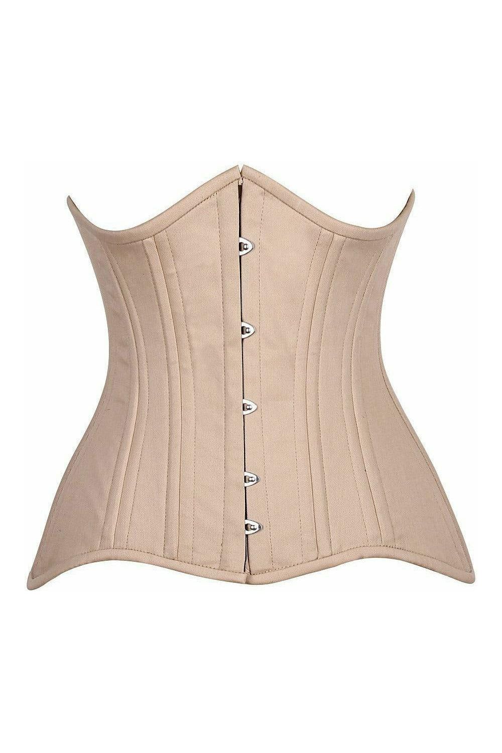 Daisy Corsets Top Drawer CURVY Nude Cotton Double Steel Boned