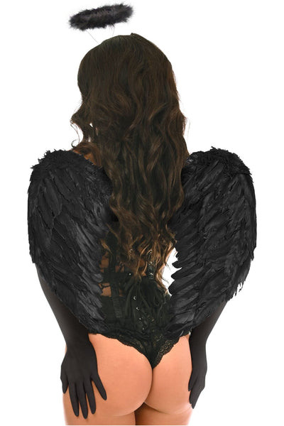 Top Drawer 4 PC Black Lace Dark Angel Corset Costume