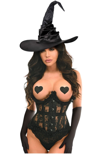 Top Drawer 3 PC Black Lace Witch Corset Costume