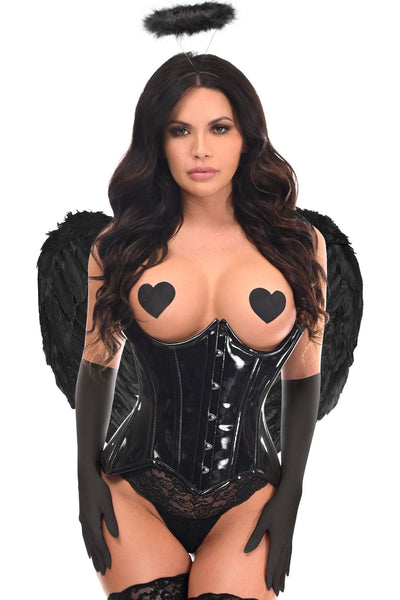 Top Drawer 4 PC Black Patent Dark Angel Corset Costume