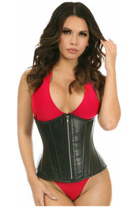 Top Drawer Black Faux Leather Steel Boned Underbust Corset - Daisy Corsets