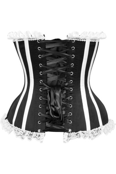 Top Drawer Black/White Steel Boned Burlesque Corset
