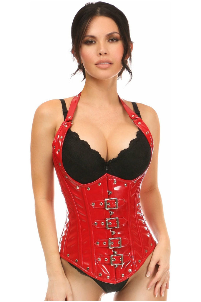 Daisy Corsets Top Drawer Steel Boned Red Patent PVC Vinyl