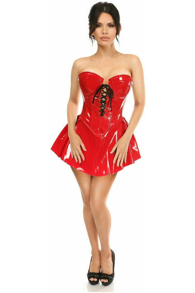 Top Drawer Red Patent Steel Boned Corseted Dress