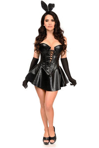 Top Drawer 4 PC Faux Leather Bunny Corset Dress Costume
