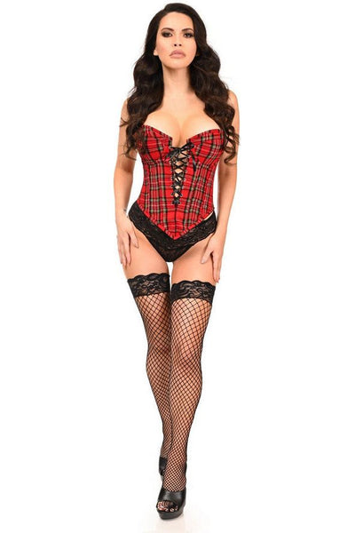 Top Drawer Red Plaid Steel Boned Lace-Up Bustier