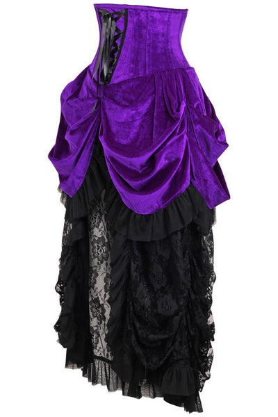 Top Drawer Steel Boned Purple Velvet Victorian Bustle Underbust Corset Dress
