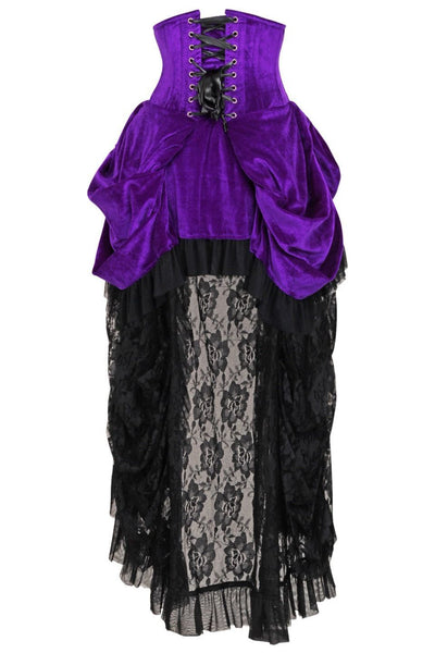 Top Drawer Steel Boned Purple Velvet Victorian Bustle Underbust Corset Dress