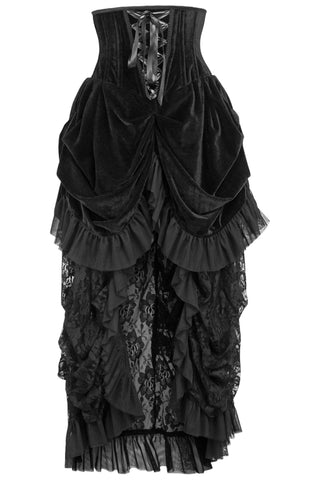 Top Drawer Steel Boned Black Velvet Victorian Bustle Underbust Corset Dress