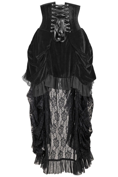 Top Drawer Steel Boned Black Velvet Victorian Bustle Underbust Corset Dress
