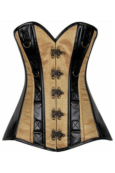 Top Drawer Gold Brocade & Faux Leather Steel Boned Corset - Daisy Corsets