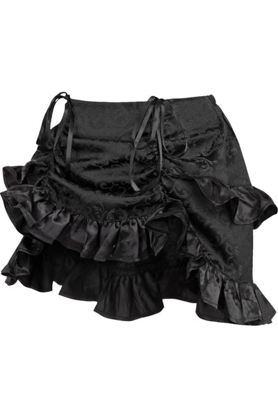 Black Brocade Ruched Bustle Skirt - Daisy Corsets