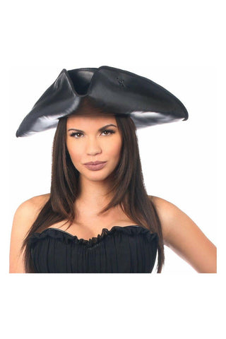 Black Faux Leather Pirate Hat - Daisy Corsets