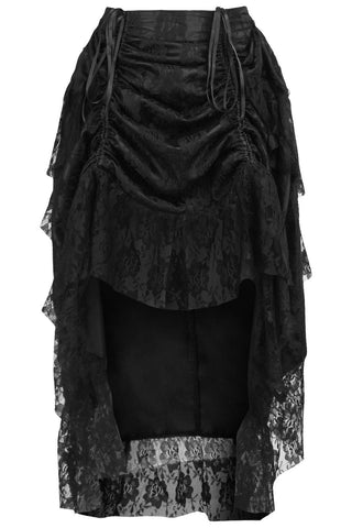 Black Lace Adjustable High Low Bustle Skirt - Daisy Corsets