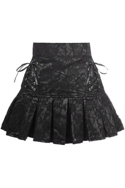 Black Satin w/Black Lace Overlay Lace - Up Skirt - Daisy Corsets