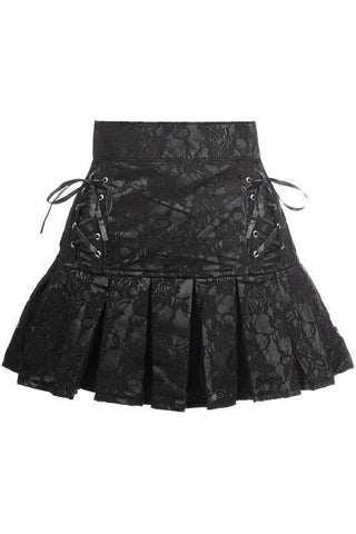 Black Satin w/Black Lace Overlay Lace - Up Skirt - Daisy Corsets